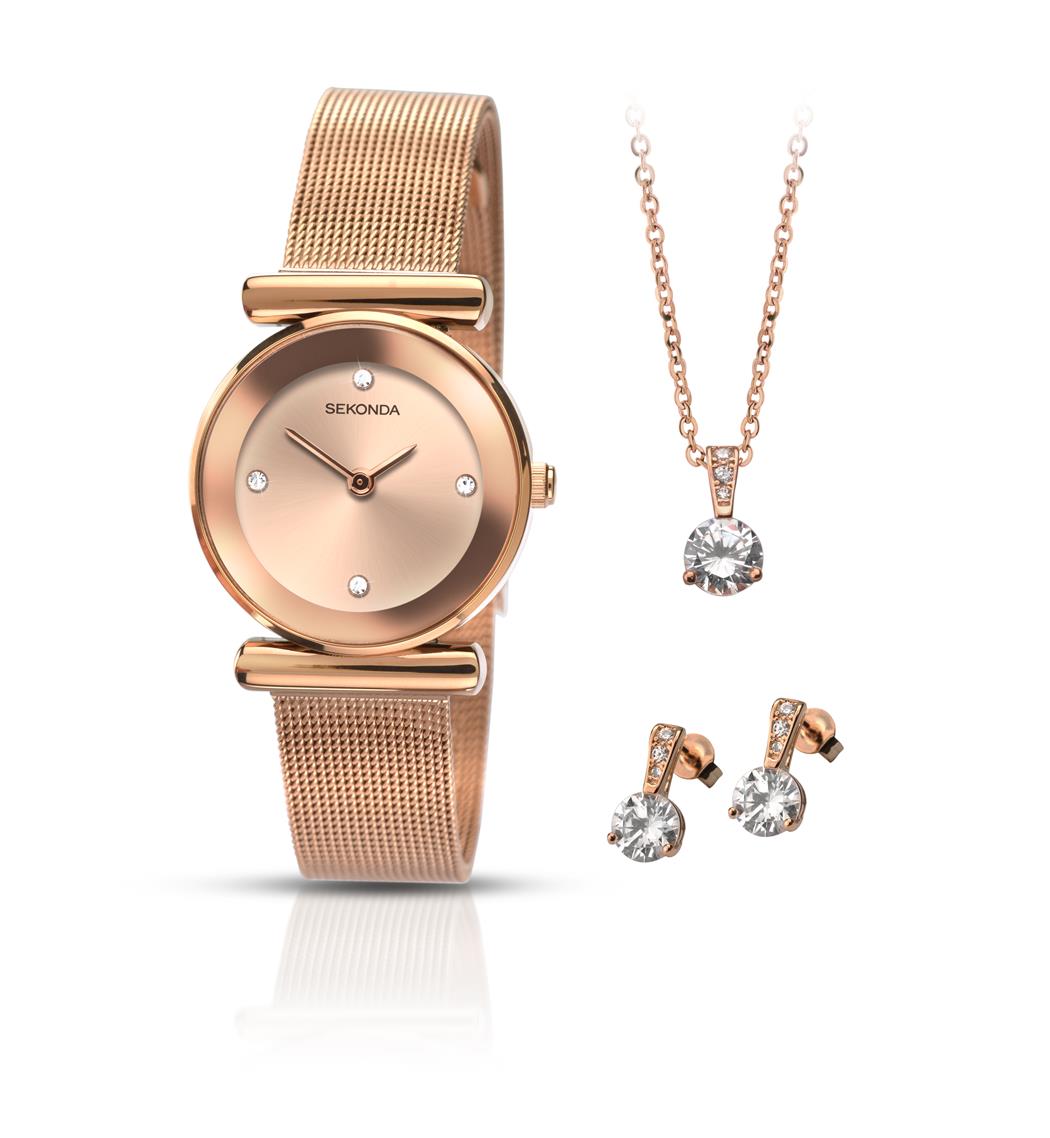 SEKONDA LADIES ROSE GOLD PLATED GIFT SET - Temptations ...