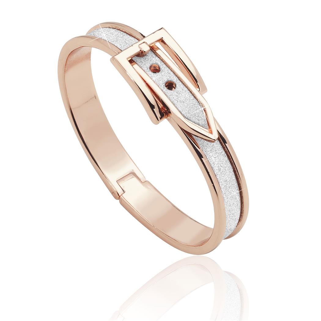BELLE & BEAU GLITTER BUCKLE BANGLE ROSE GOLD PLATED Temptations
