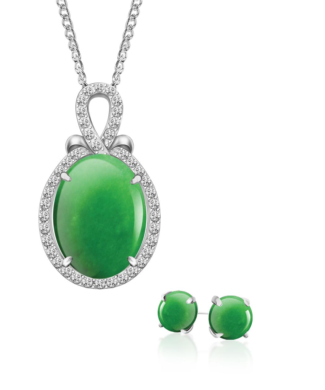 Imperial Necklace & Earrings R/P Jade -Length 40+5cm ...