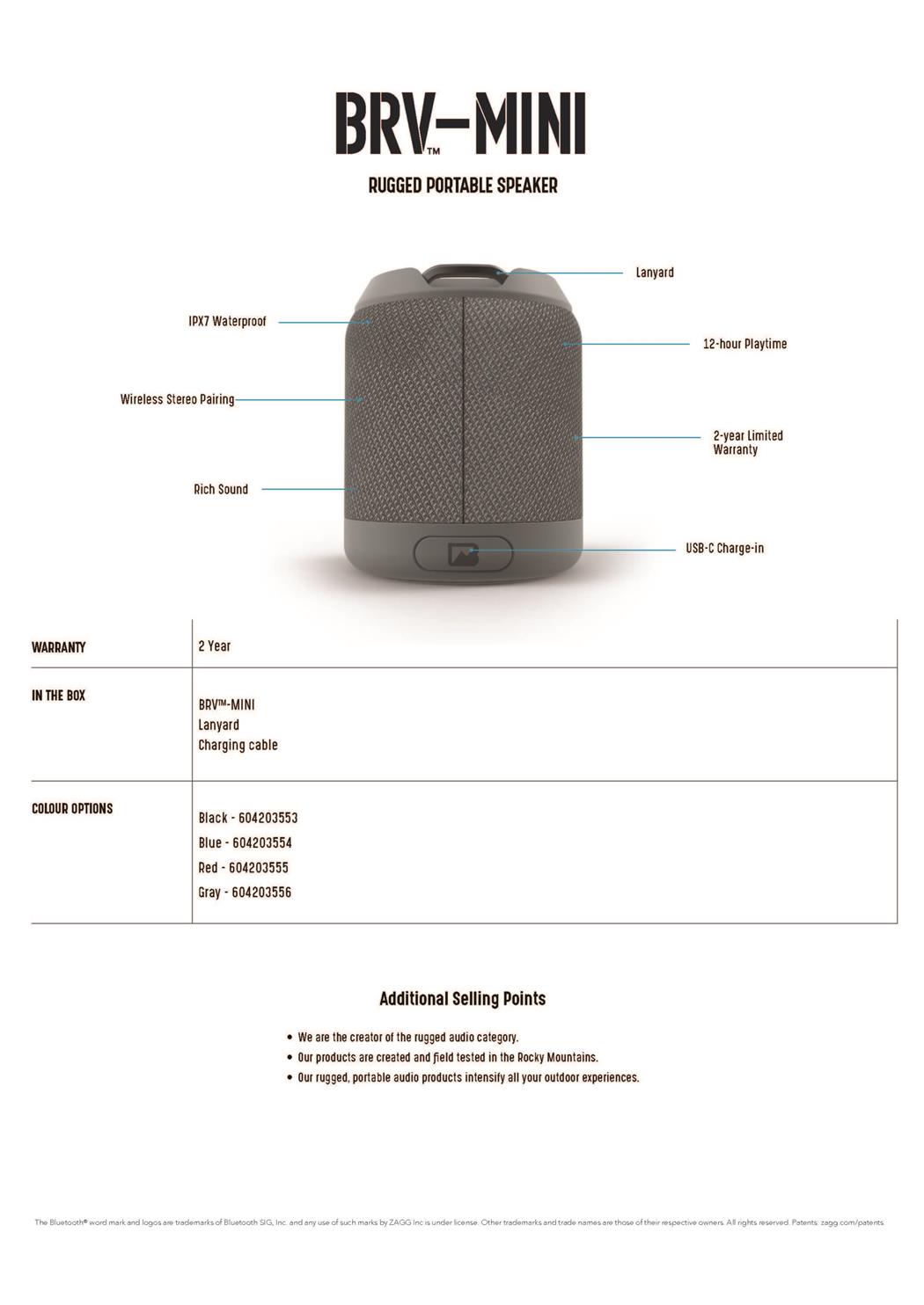 Braven BRV Mini IPX7 Waterproof Bluetooth Speaker - Temptations