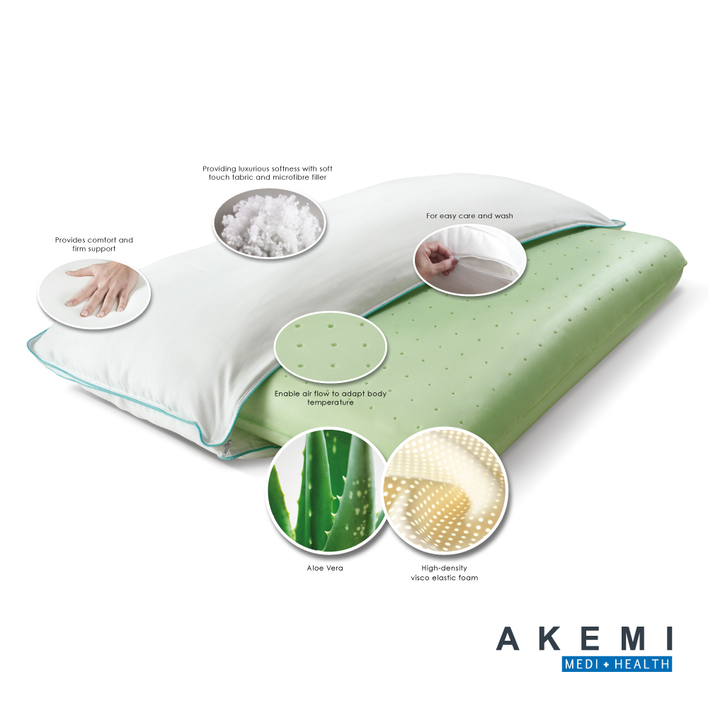 AKEMI Medi + Health Aloe Vera Soft Touch Memory Pillow Temptations