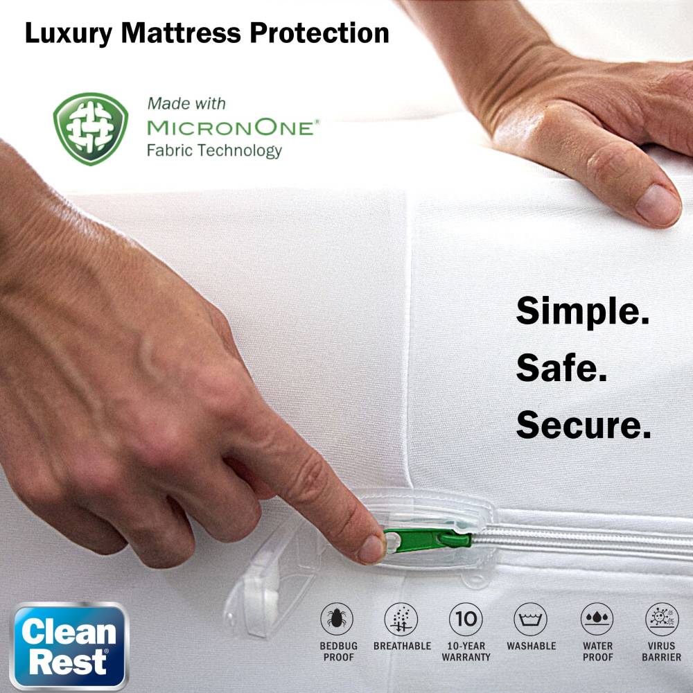 Cleanrest Pro Mattress Encasement For Bedbug Prevention (200x200x23 ...