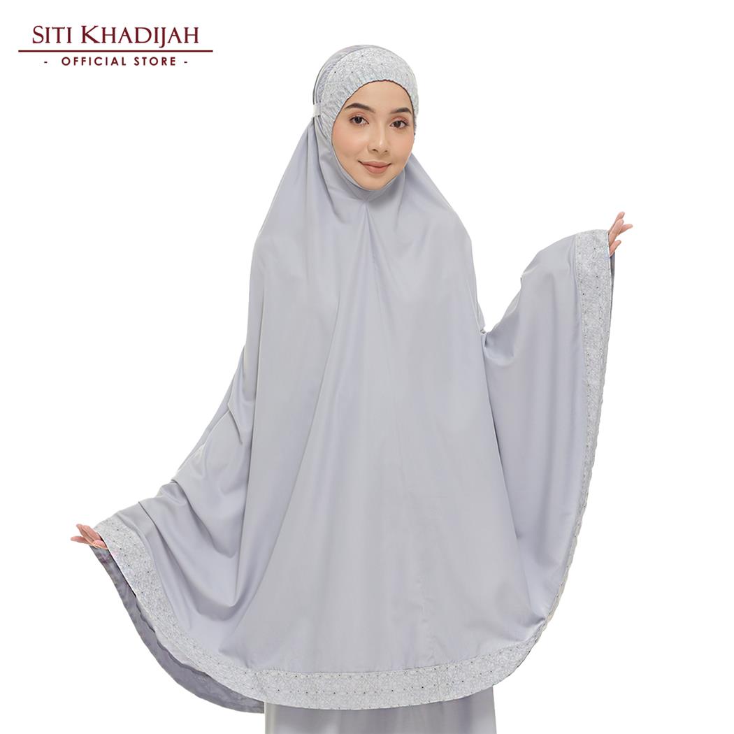 Siti Khadijah Telekung Broderie Kareala in Light Grey ( M ...