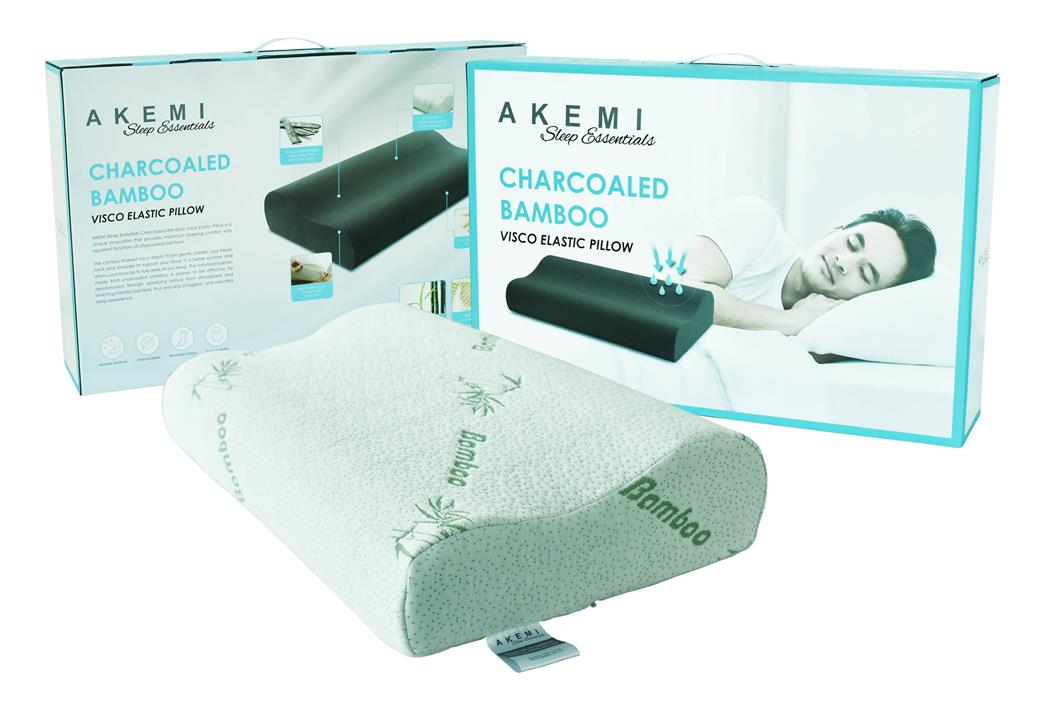 AKEMI SLEEP ESSENTIAL CHARCOALED BAMBOO VISCO ELASTIC PILLOW