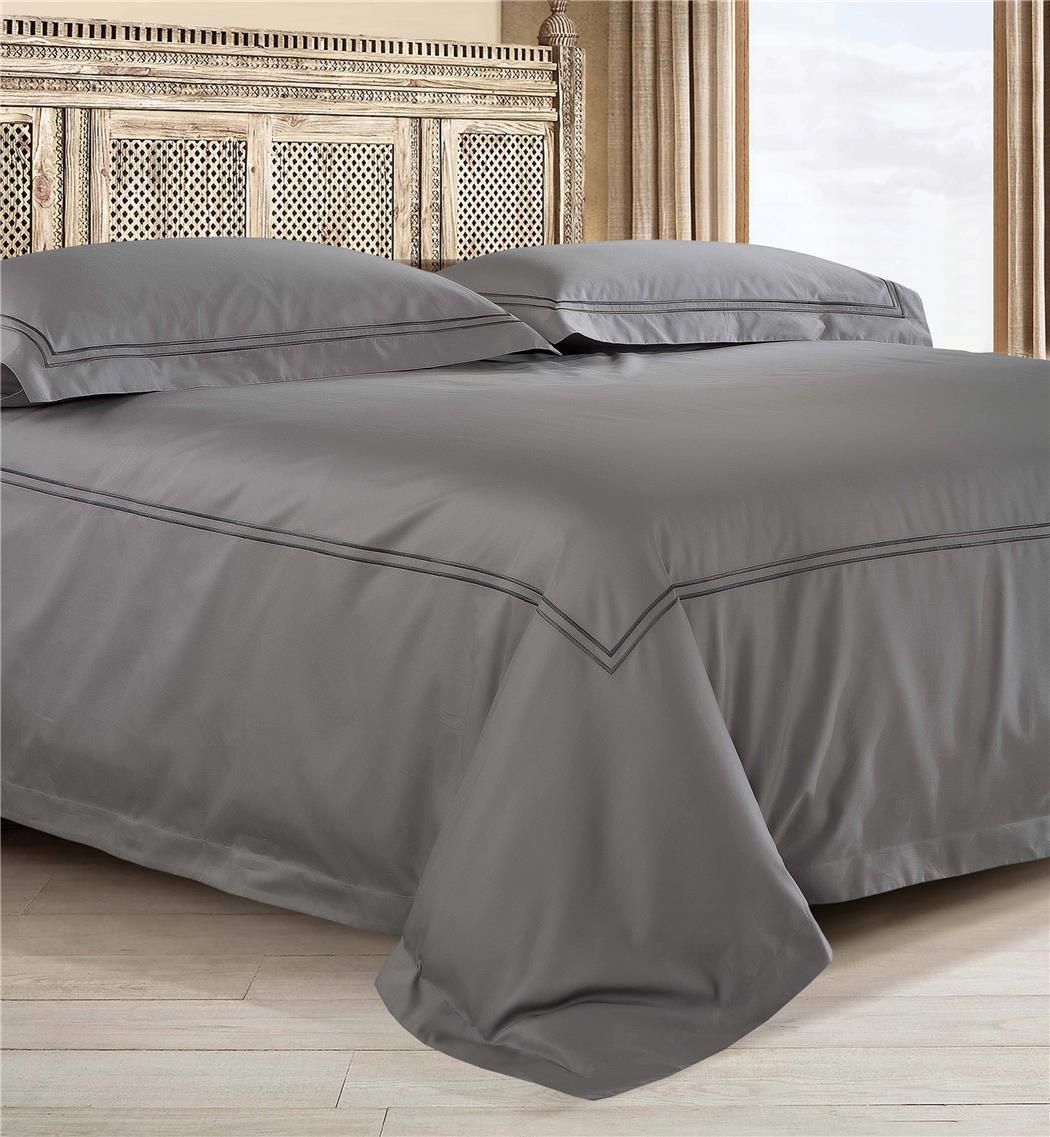 CANNON LE GRAND IZEL GRAY FLANNEL QUILT COVER SET KING